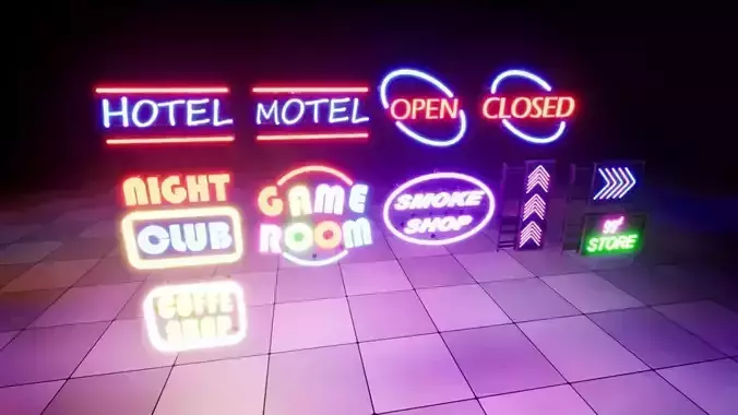 Neon Signs Low-poly 3D model
