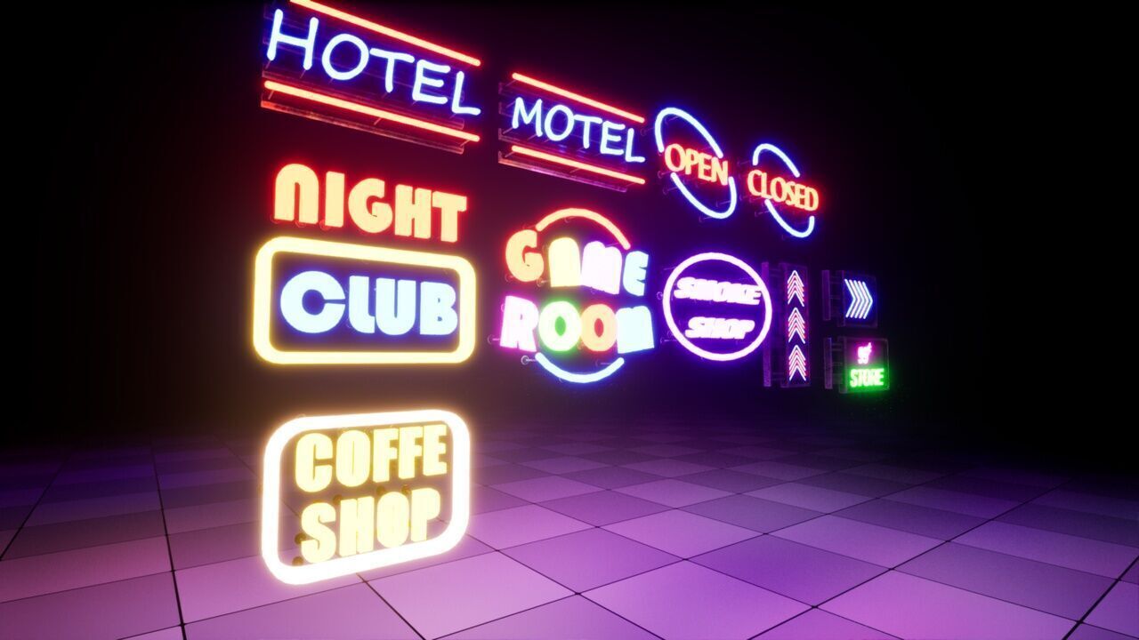 Neon Signs Low-poly 3D model_1