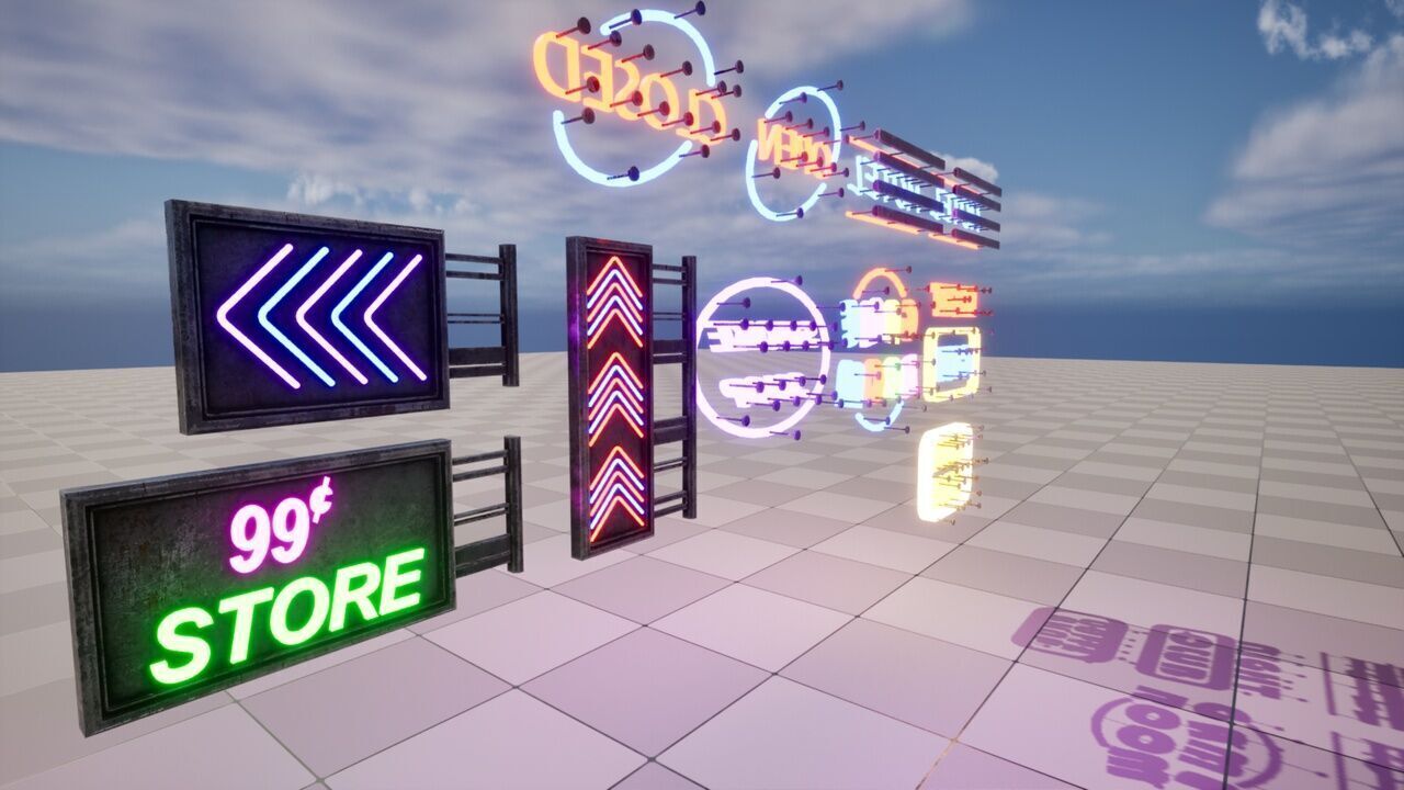 Neon Signs Low-poly 3D model_4