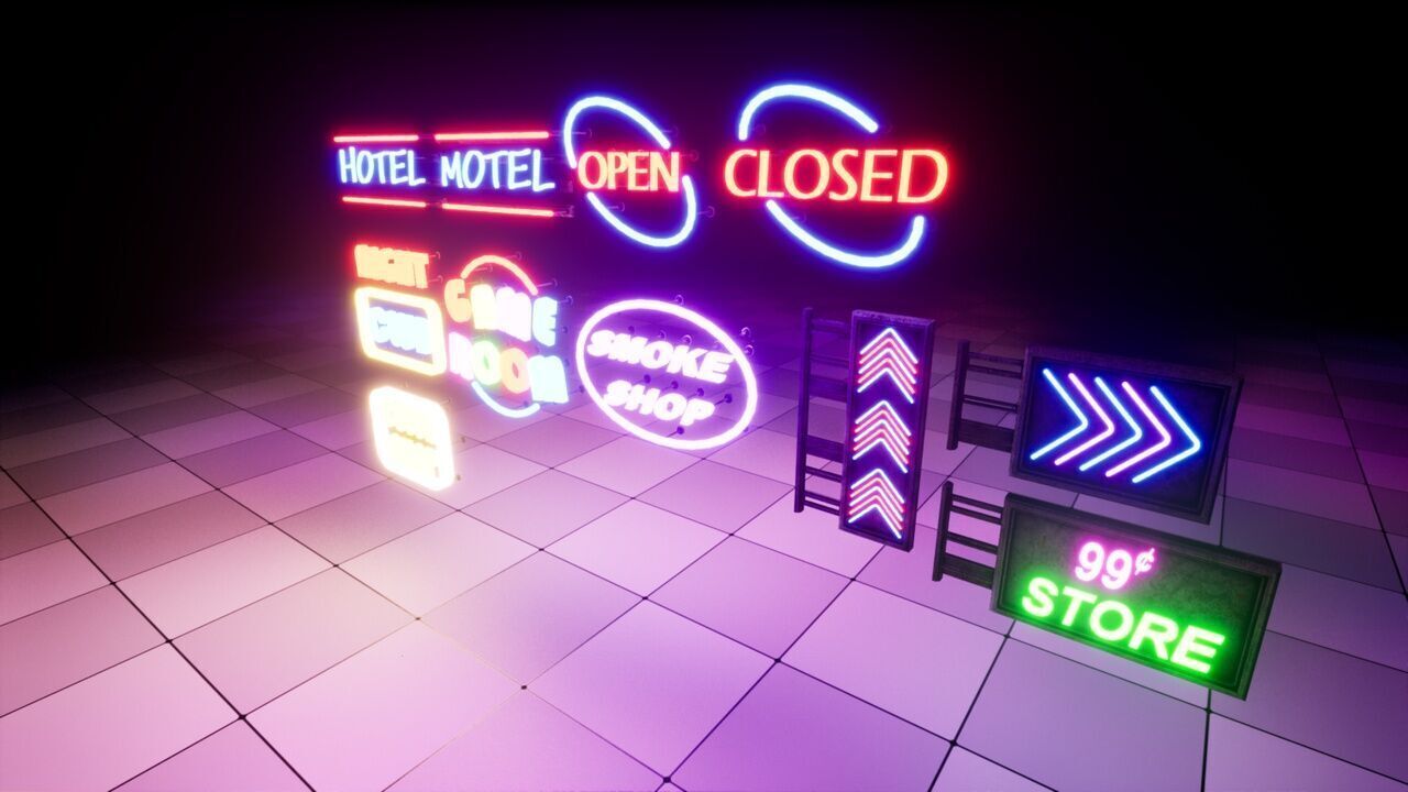 Neon Signs Low-poly 3D model_2