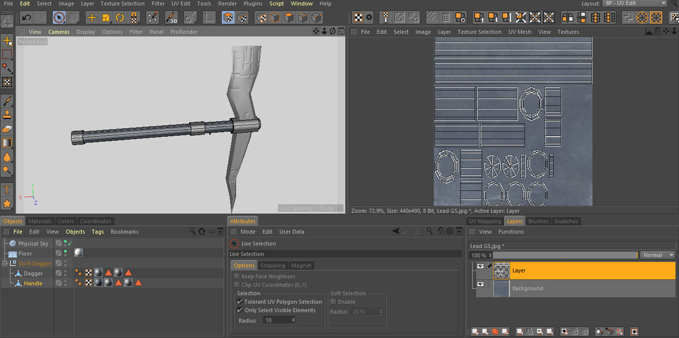 Game-ready Sci-fi Dagger Low-poly 3D model_13