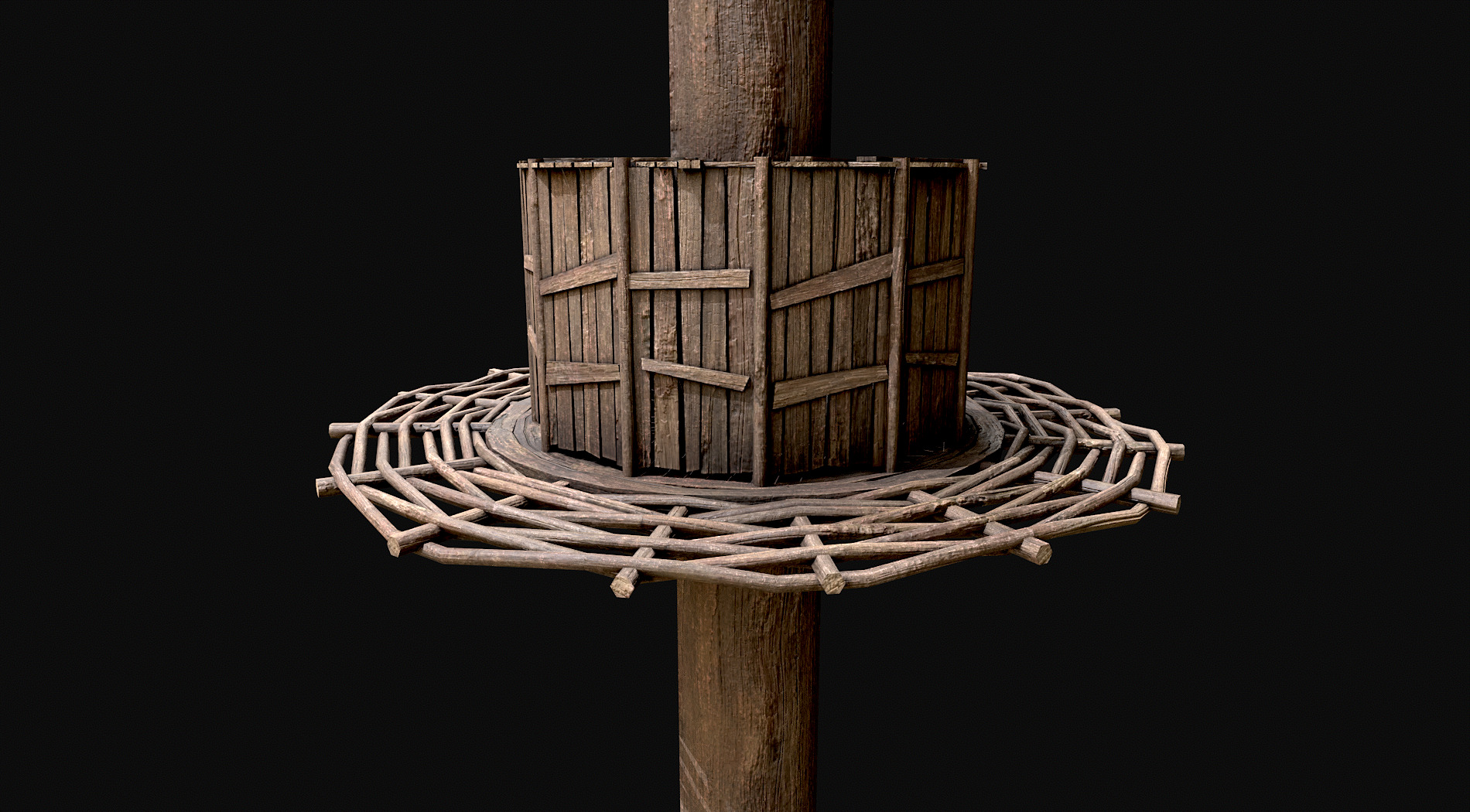 Wooden Tree House Shelters and Platforms 2 Low-poly 3D model_5