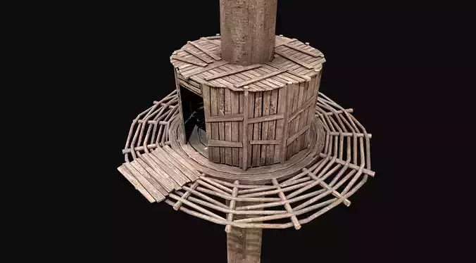 Wooden Tree House Shelters and Platforms 2 Low-poly 3D model