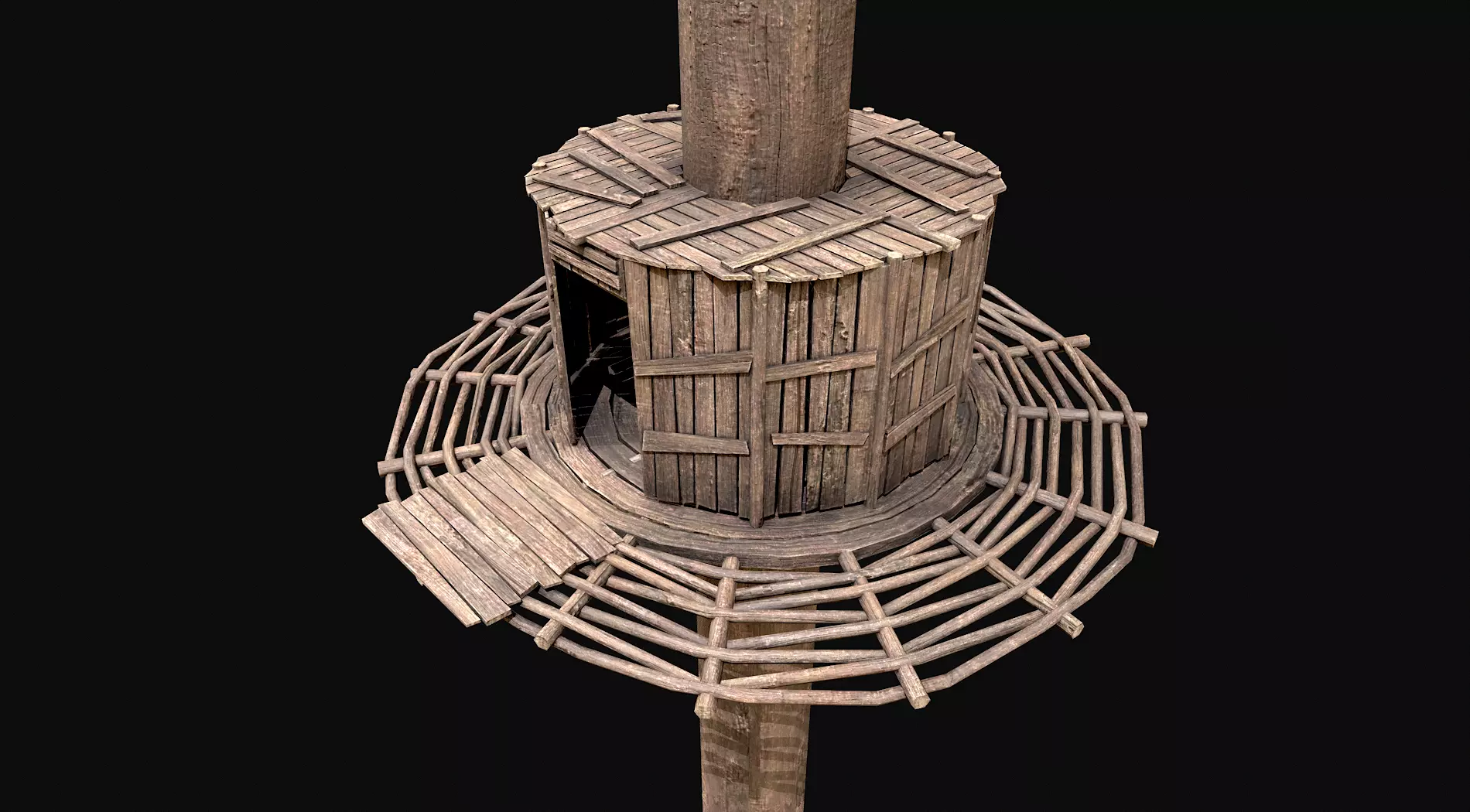 Wooden Tree House Shelters and Platforms 2 Low-poly 3D model_0