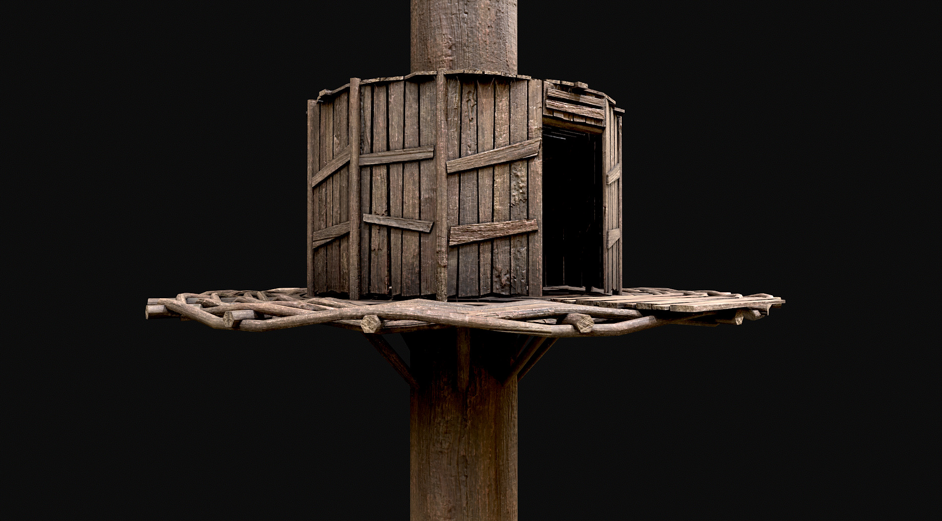 Wooden Tree House Shelters and Platforms 2 Low-poly 3D model_2