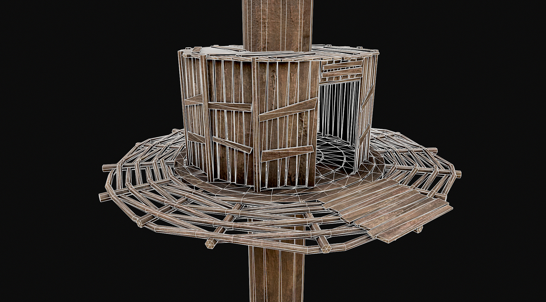 Wooden Tree House Shelters and Platforms 2 Low-poly 3D model_4