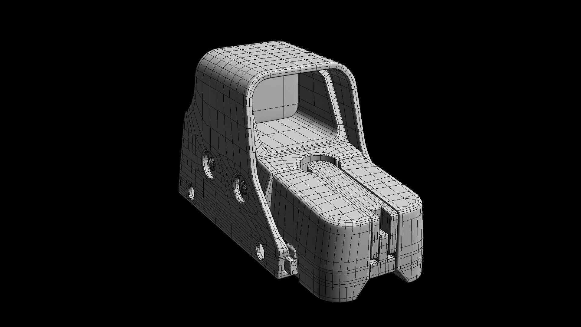holographic weapon sight Low-poly 3D model_16