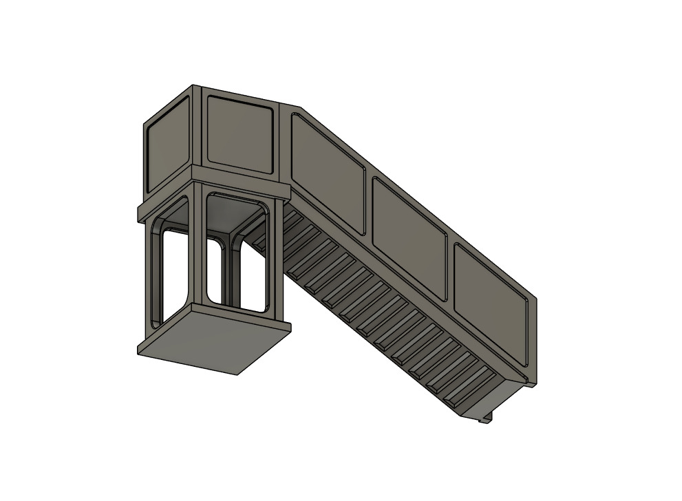 Model Railway Concrete Platform Footbridge 3D print model_13
