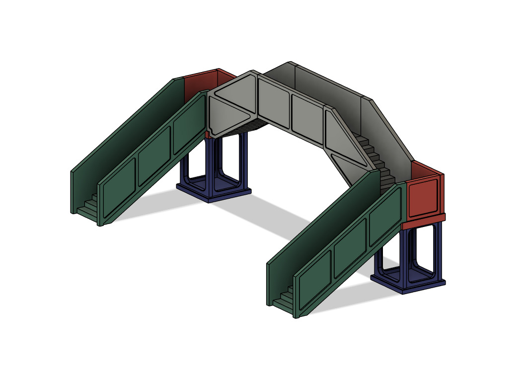 Model Railway Concrete Platform Footbridge 3D print model_2