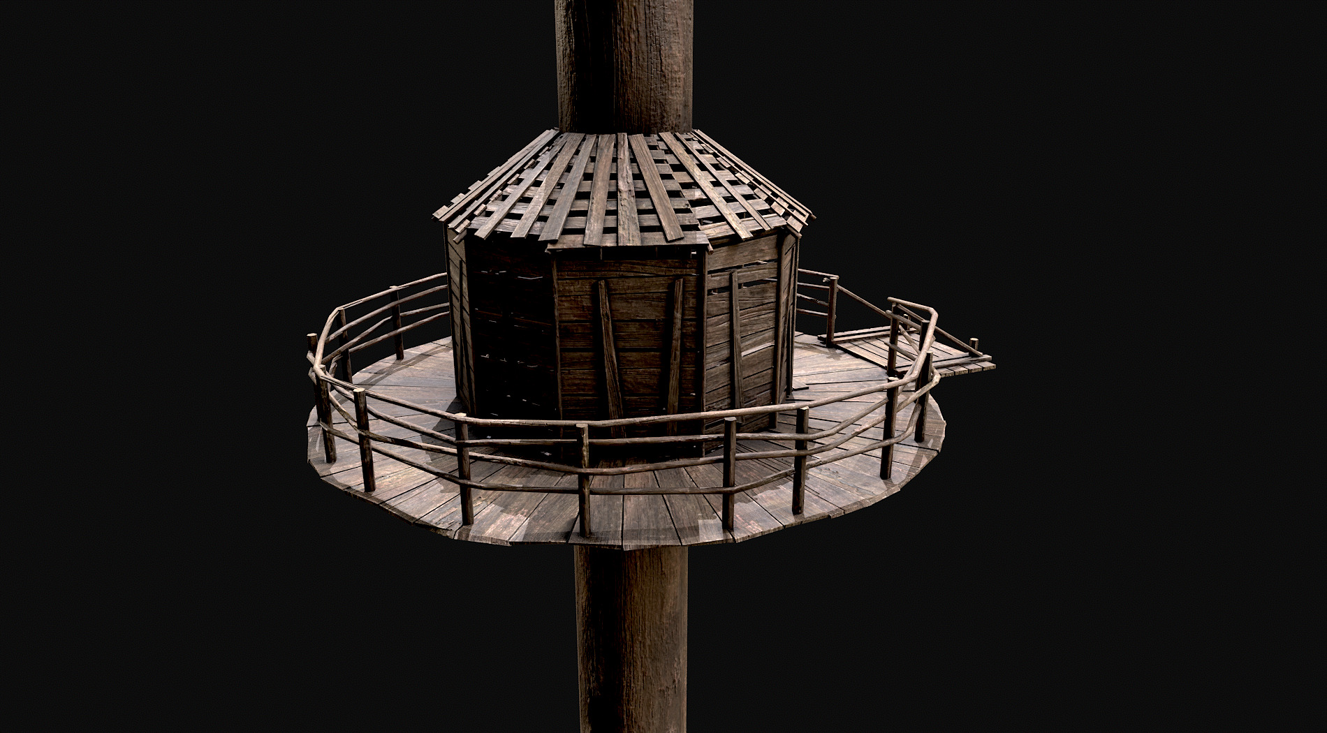 Wooden Tree House Shelters and Platforms 3 Low-poly 3D model_3