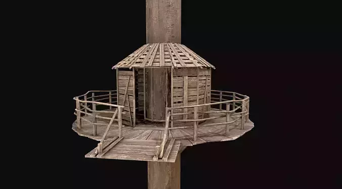 Wooden Tree House Shelters and Platforms 3 Low-poly 3D model