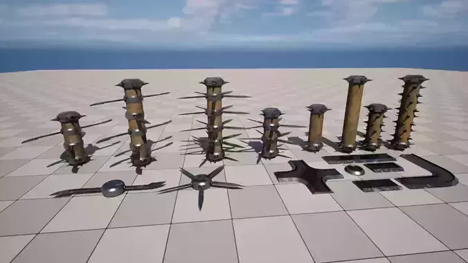 Spinning Dungeon Traps Low-poly 3D model