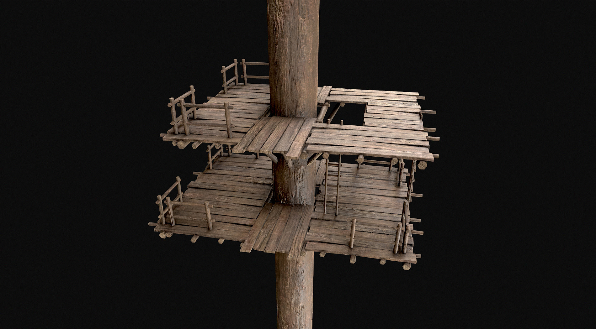 Wooden Tree House Shelters and Platforms 5 Low-poly 3D model_3