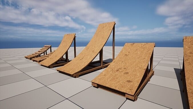 Wood Ramps Low-poly 3D model 5