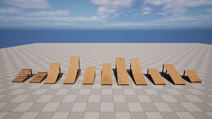 Wood Ramps Low-poly 3D model 2
