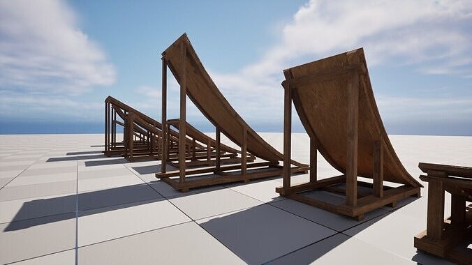 Wood Ramps Low-poly 3D model 7