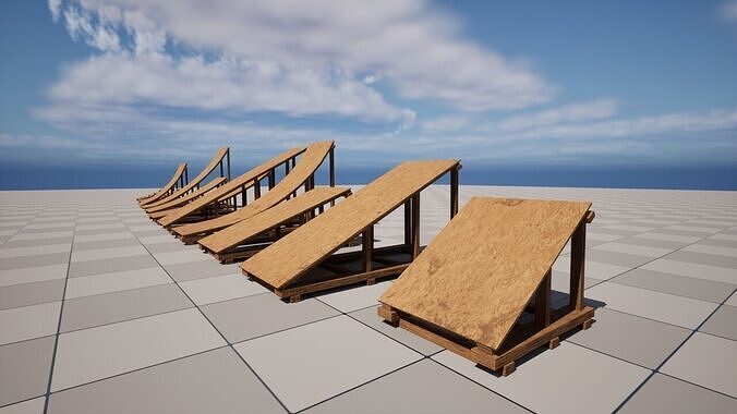 Wood Ramps Low-poly 3D model 3