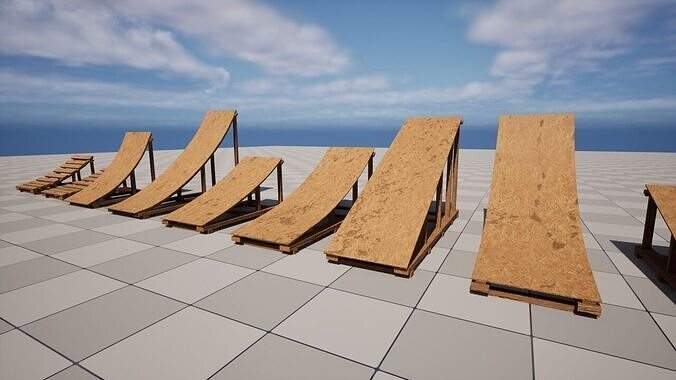Wood Ramps Low-poly 3D model 4