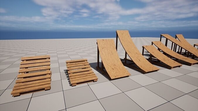 Wood Ramps Low-poly 3D model 6
