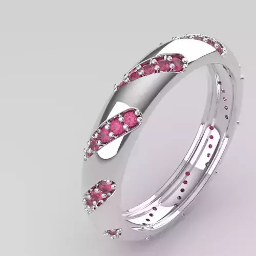 Elegant White Gold Ring with Pink Gemstones 