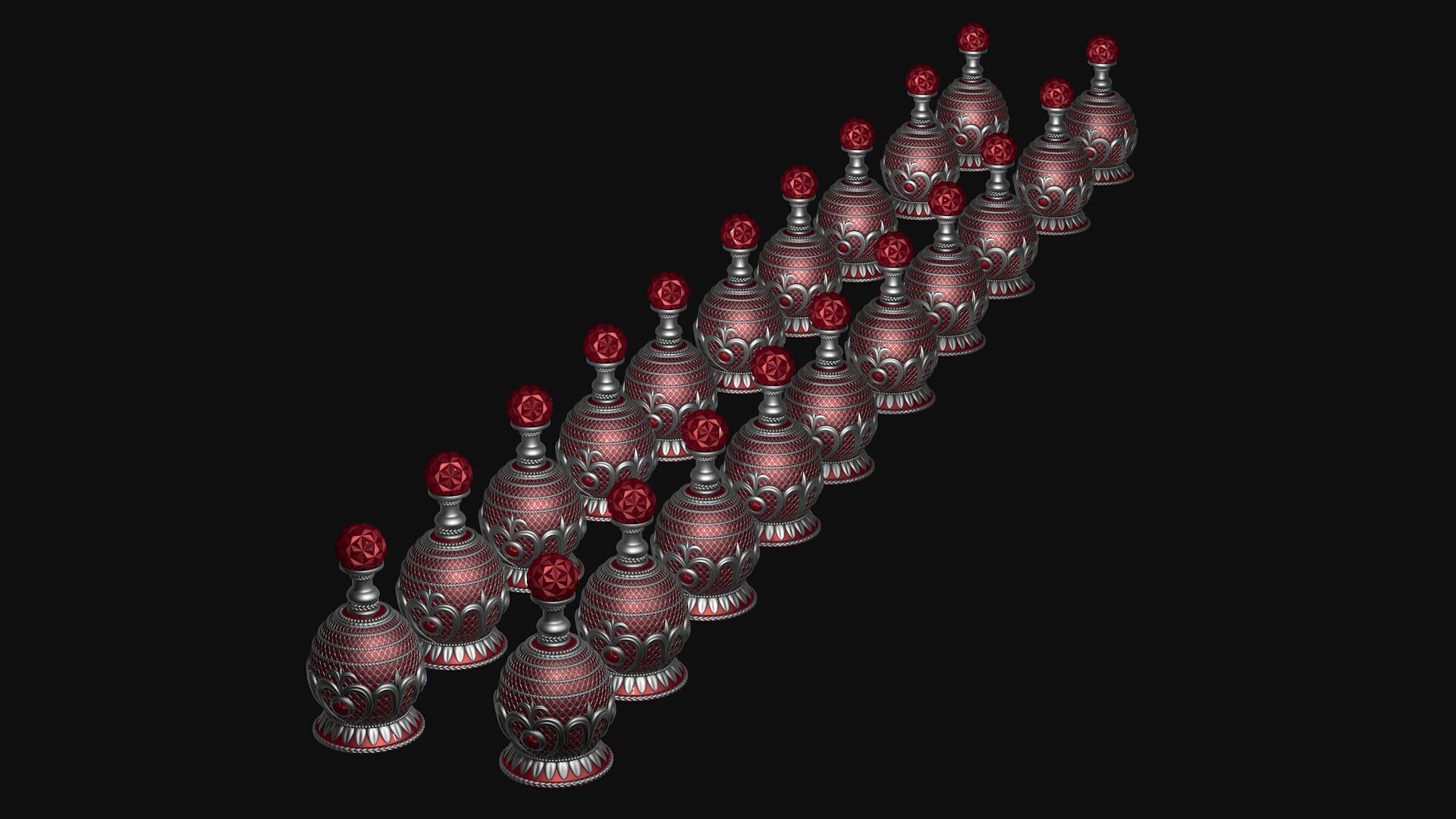 Vintage Perfume Bottle Red 3D model_3