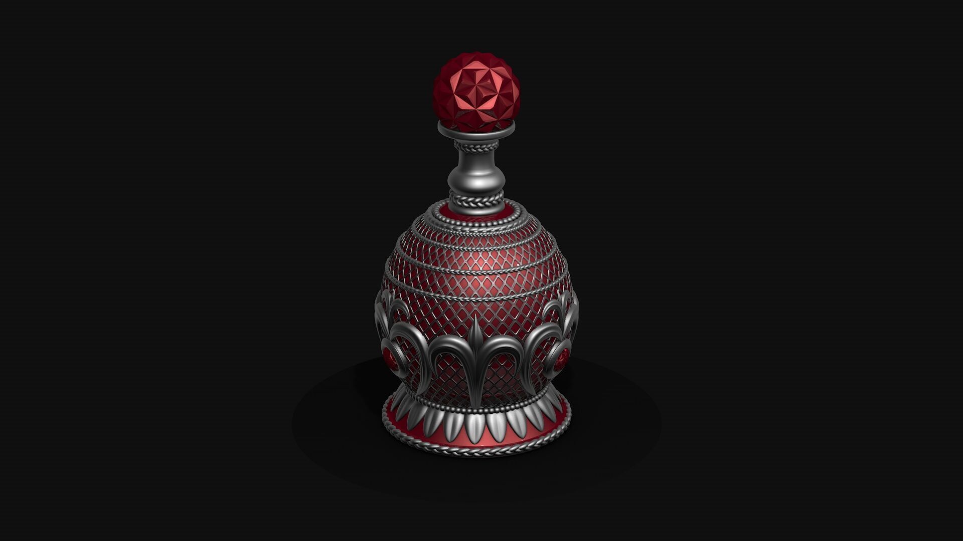 Vintage Perfume Bottle Red 3D model_1