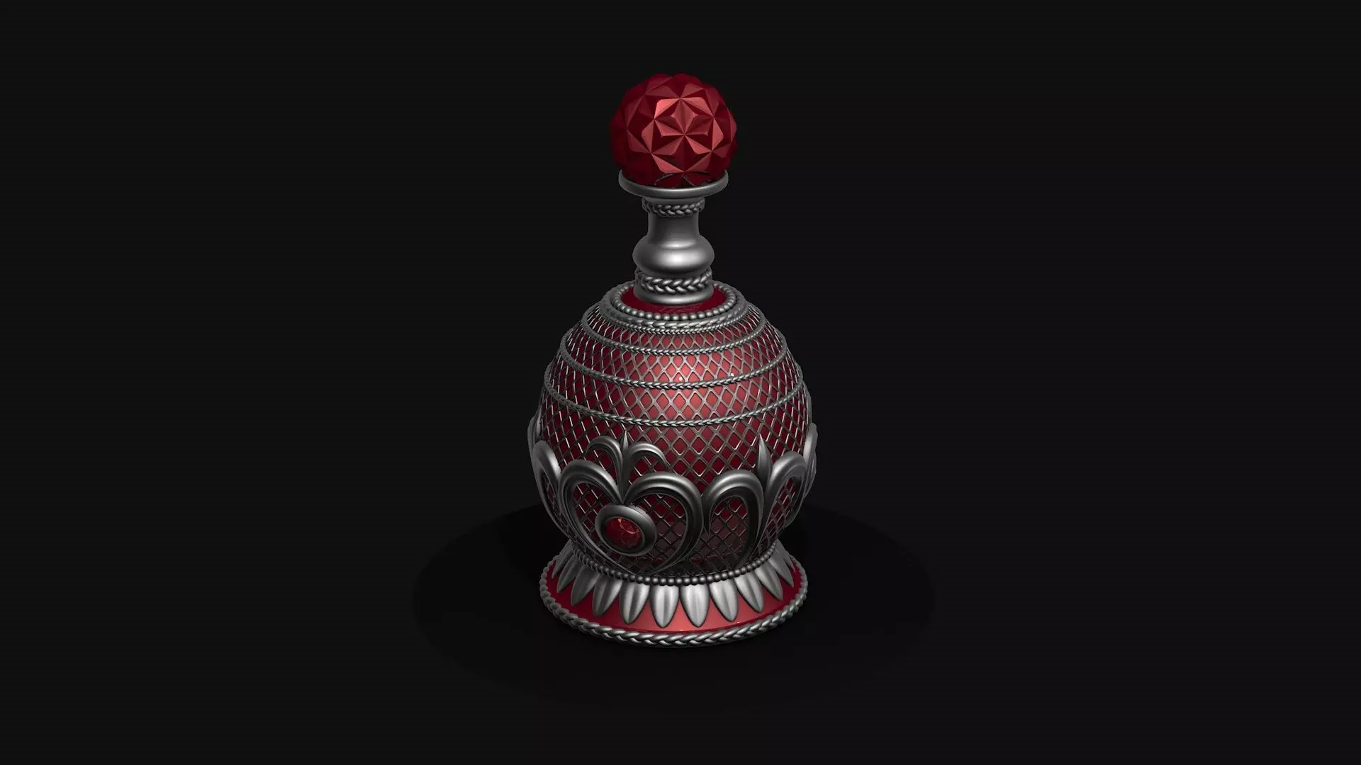 Vintage Perfume Bottle Red 3D model_0