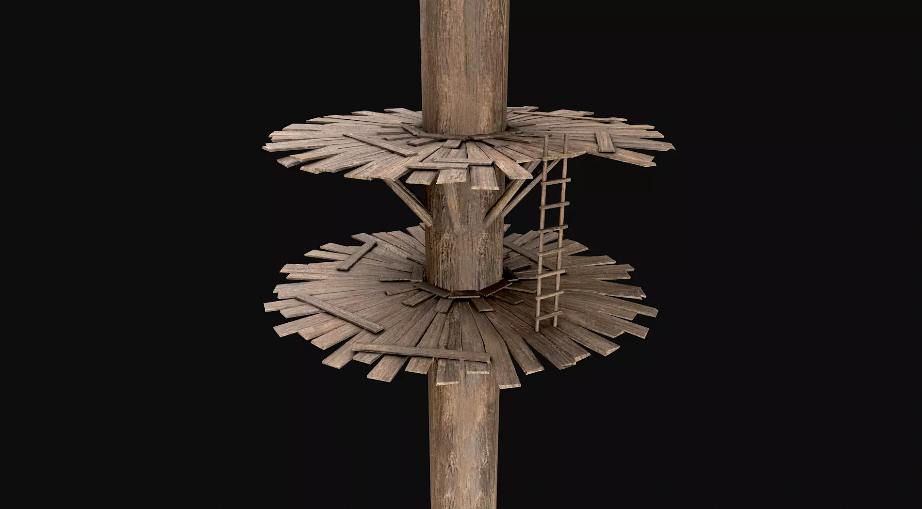 Wooden Tree House Shelters and Platforms 6  Low-poly 3D model_0