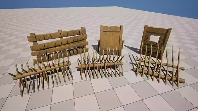 Wooden Barricades Low-poly 3D model