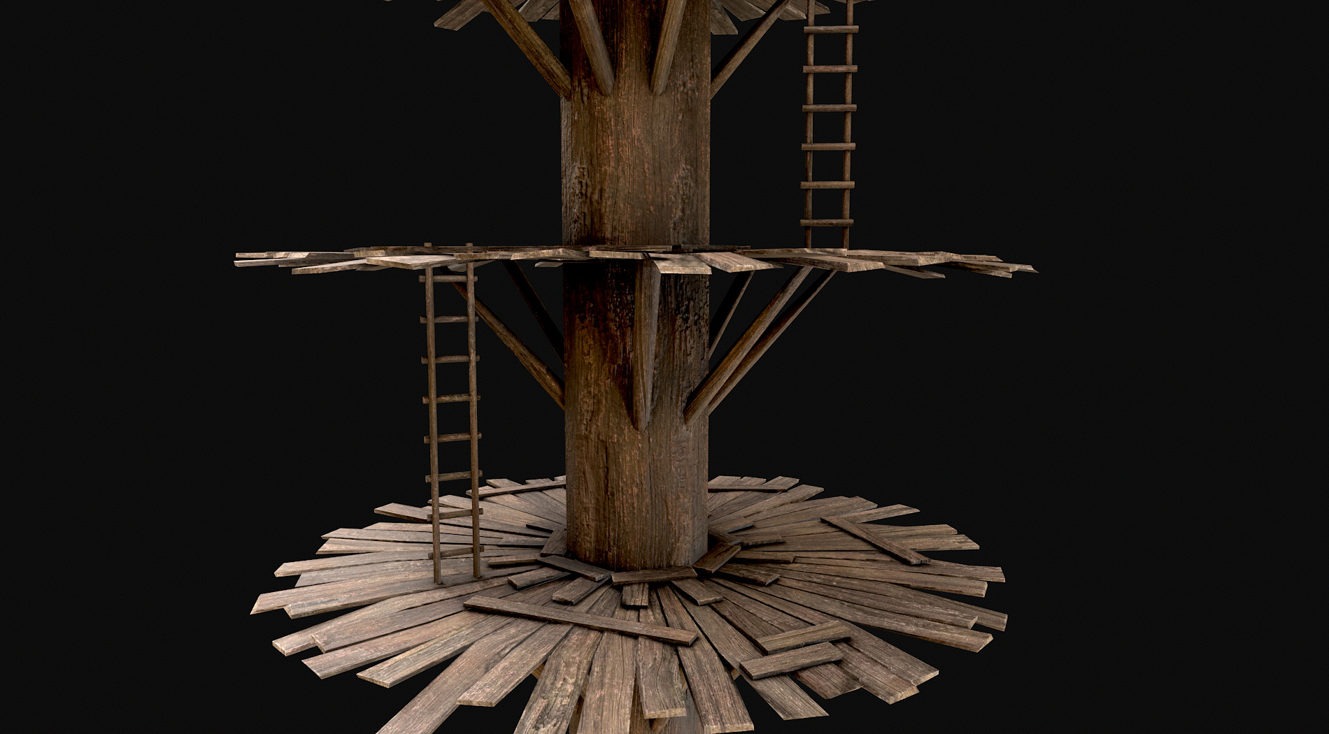 Wooden Tree House Shelters and Platforms 7 Low-poly 3D model_3