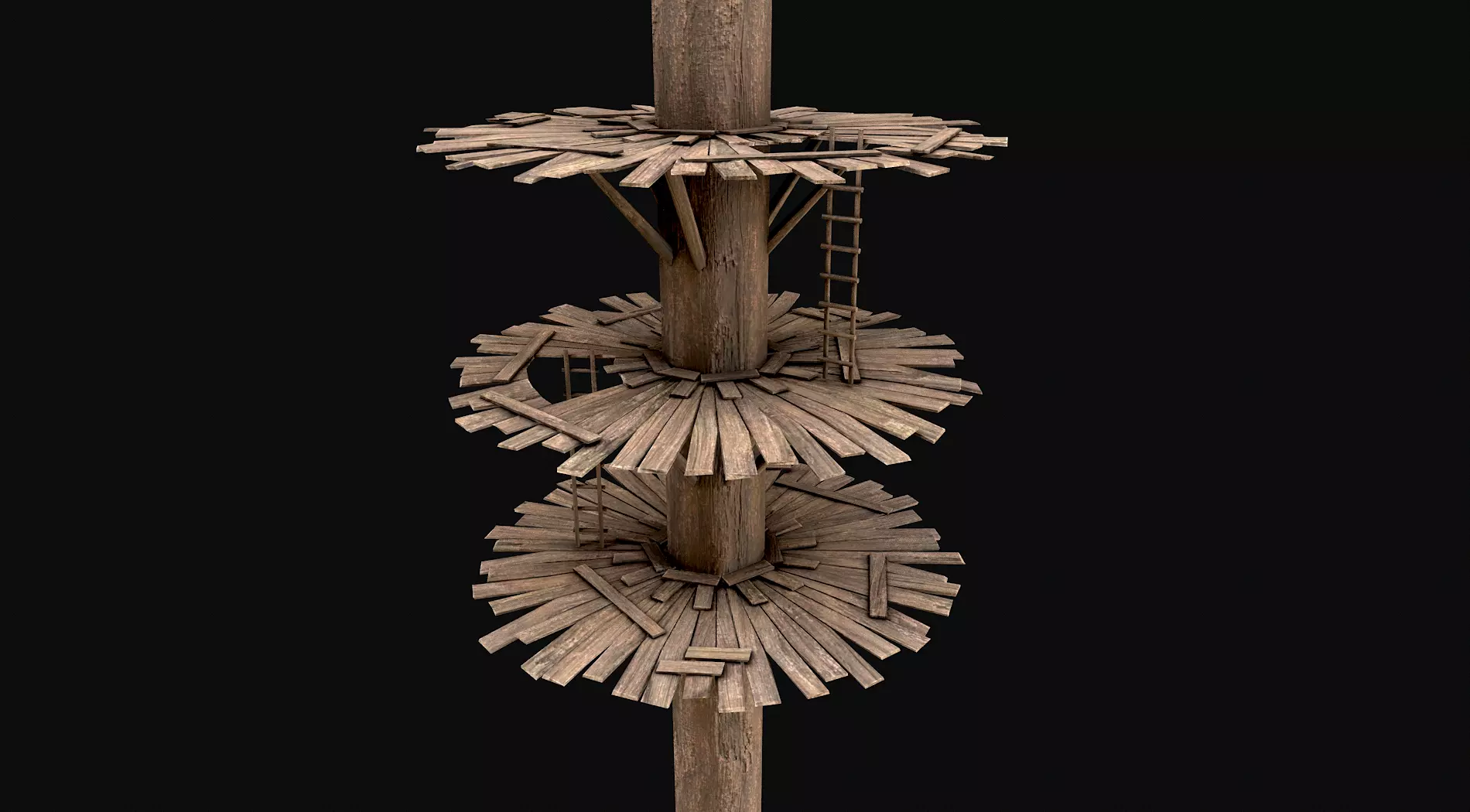 Wooden Tree House Shelters and Platforms 7 Low-poly 3D model_0