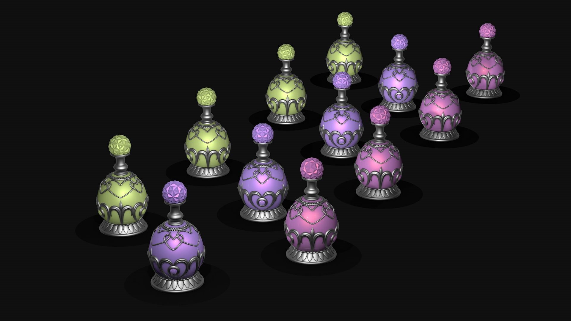 Vintage Perfume Bottle Pink 3D model_3