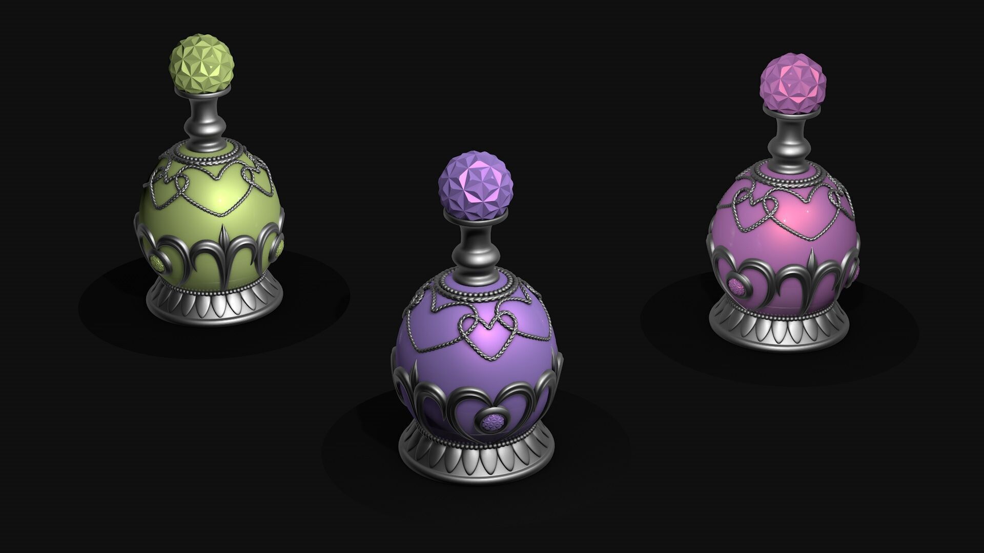 Vintage Perfume Bottle Pink 3D model_2