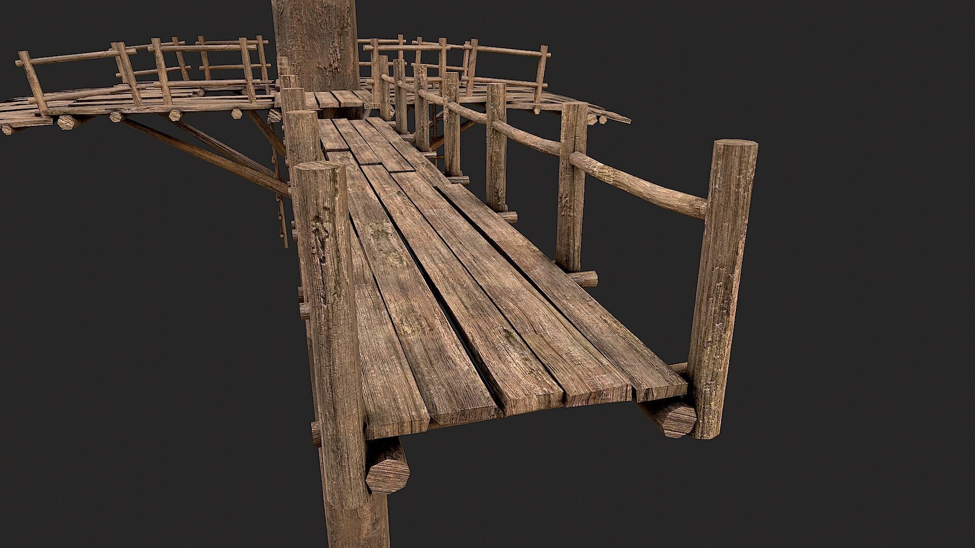 Wooden Tree House Shelters and Platforms 9 Low-poly 3D model_2