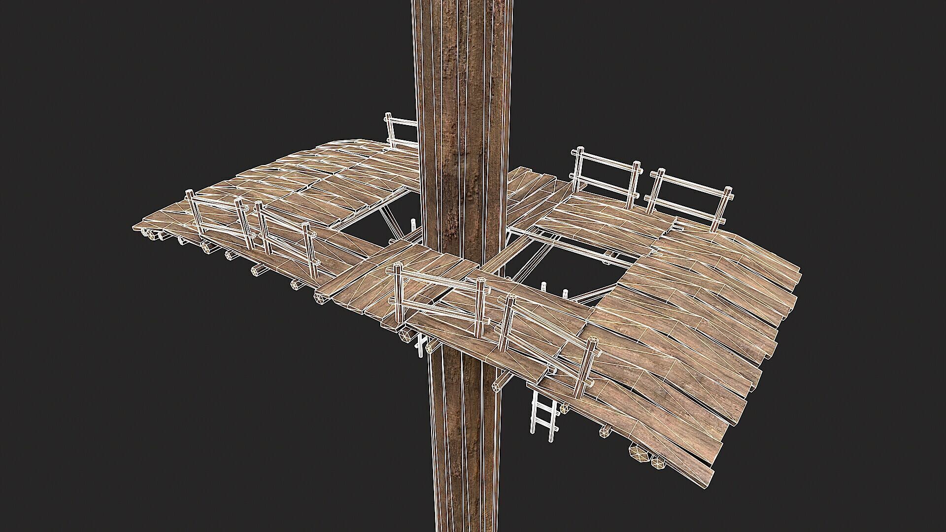 Wooden Tree House Shelters and Platforms 9 Low-poly 3D model_5