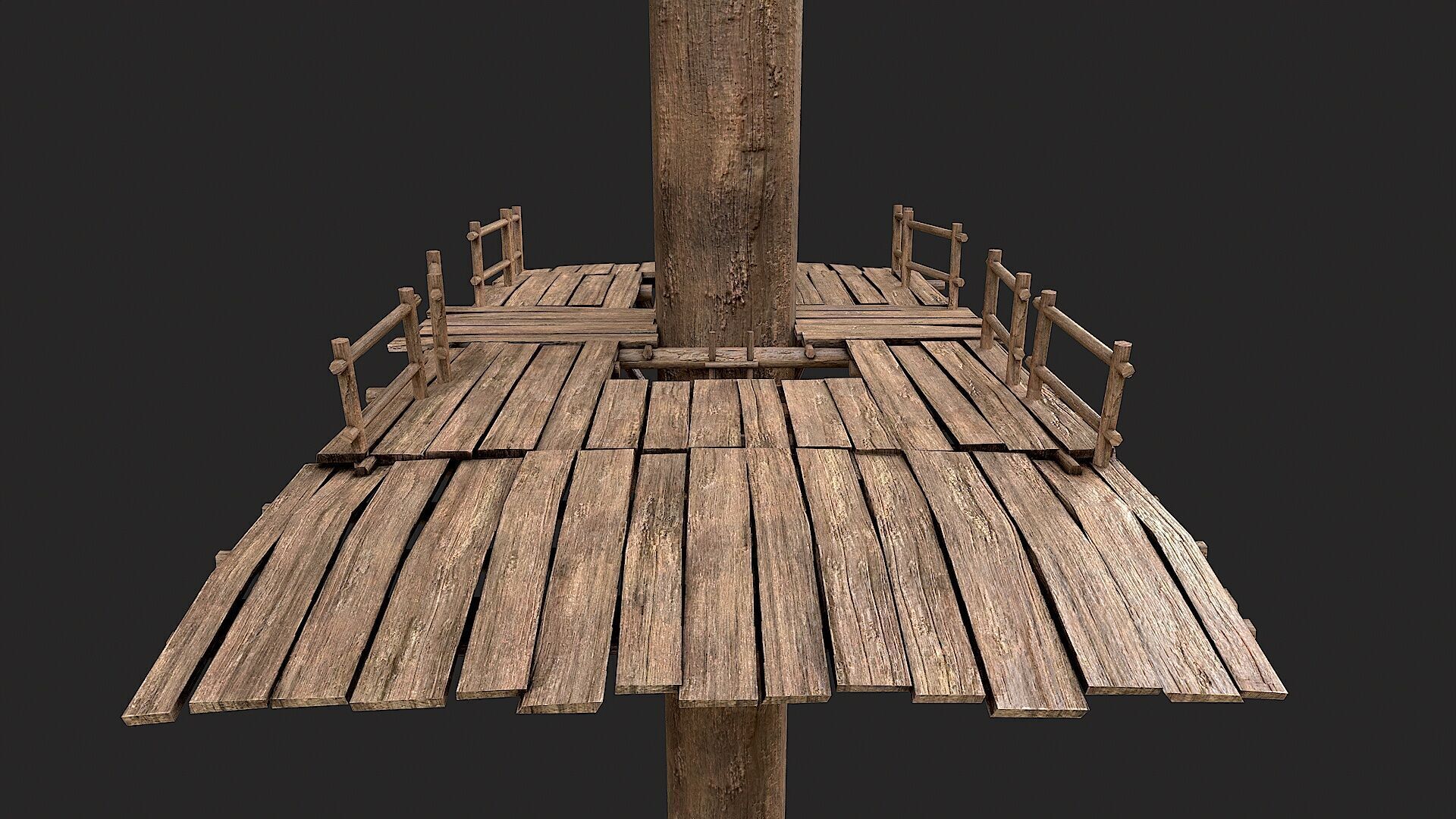 Wooden Tree House Shelters and Platforms 9 Low-poly 3D model_3