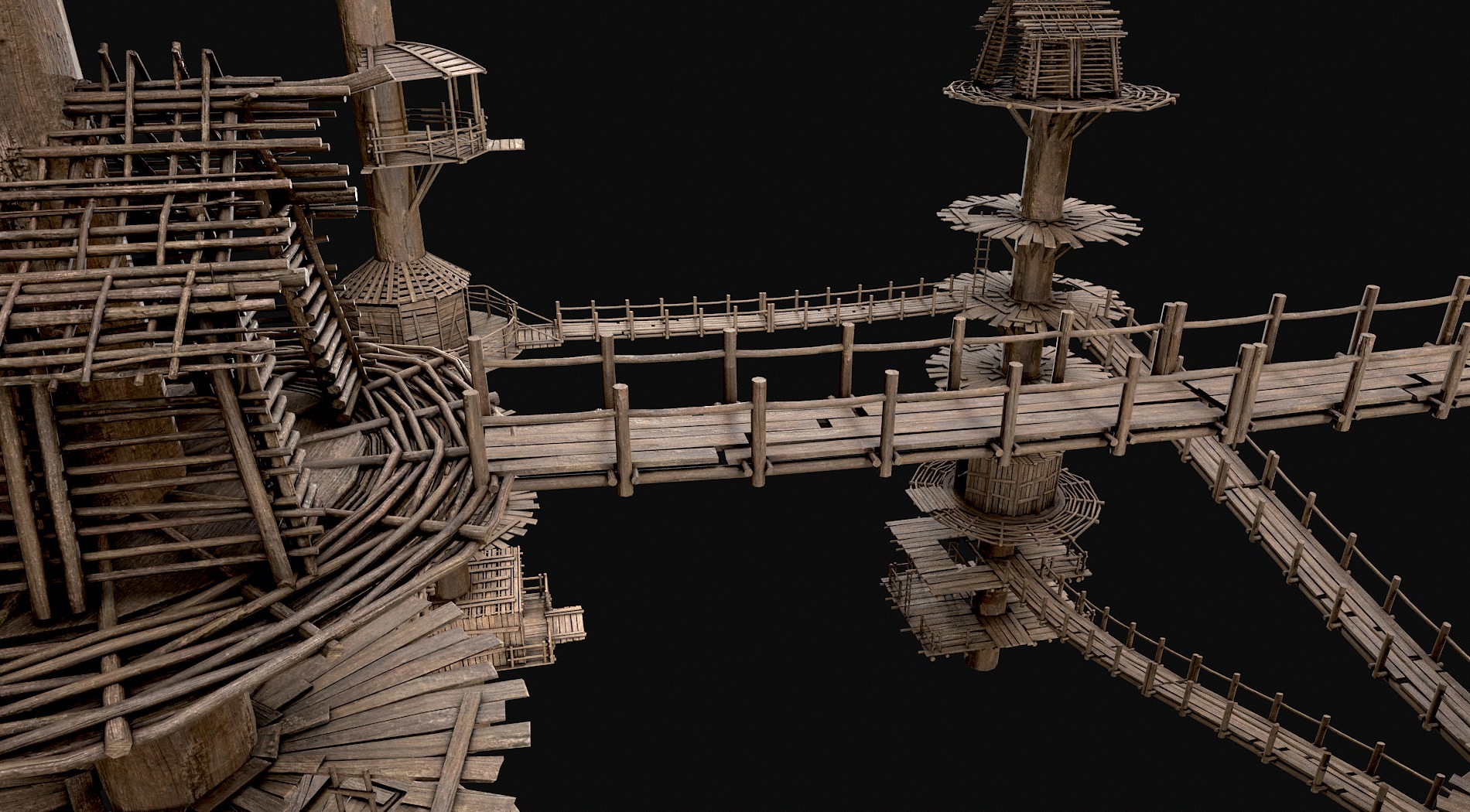 Wooden Tree House Shelters and Platforms 3D Model Collection_2