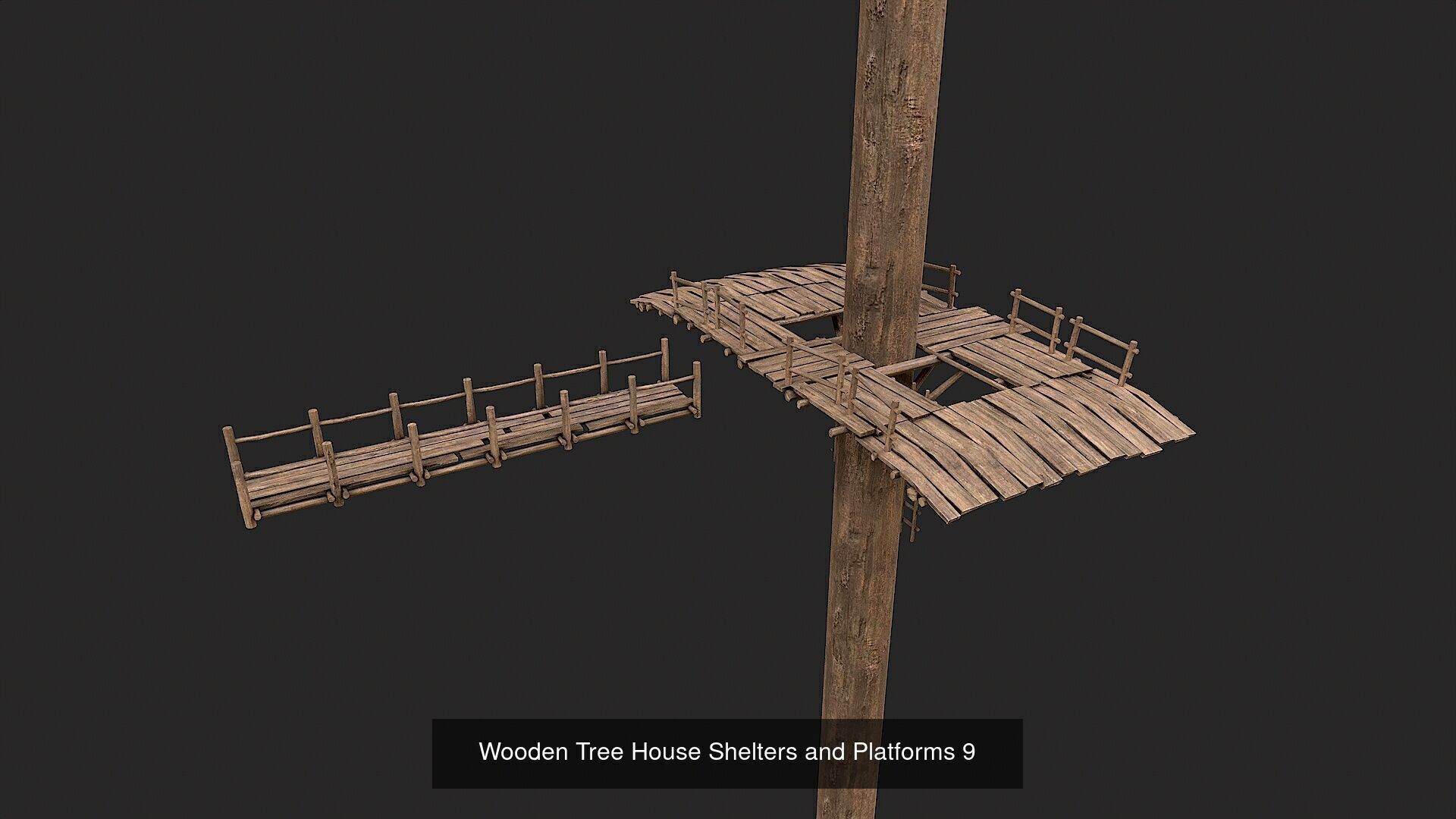 Wooden Tree House Shelters and Platforms 3D Model Collection_17