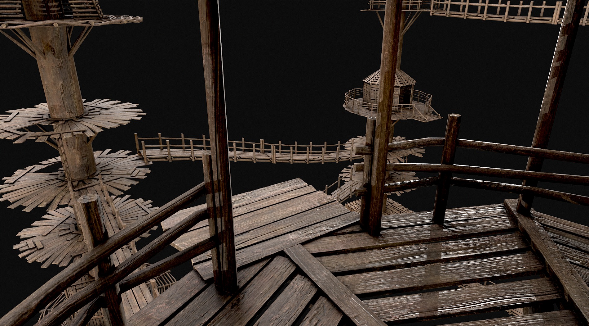 Wooden Tree House Shelters and Platforms 3D Model Collection_4