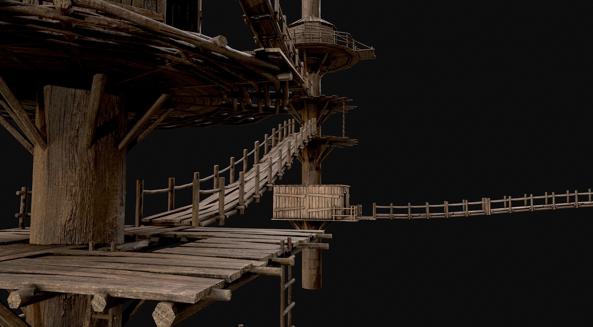 Wooden Tree House Shelters and Platforms 3D Model Collection_7