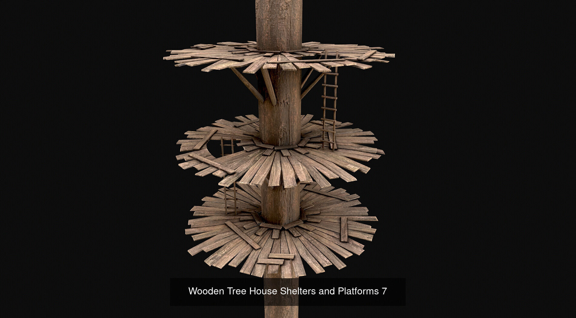Wooden Tree House Shelters and Platforms 3D Model Collection_15