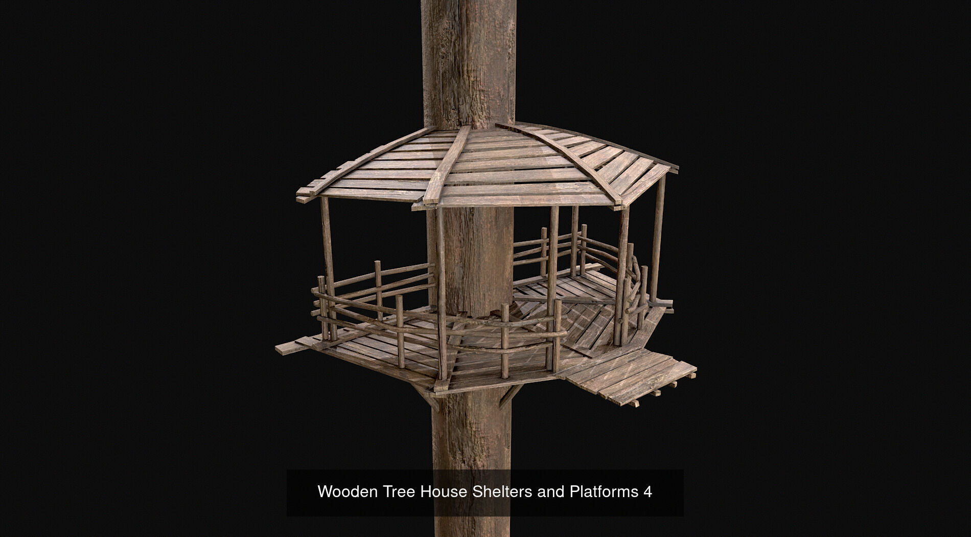 Wooden Tree House Shelters and Platforms 3D Model Collection_12