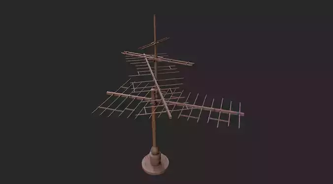 Old rusted tv antenna 1 Low-poly 3D model