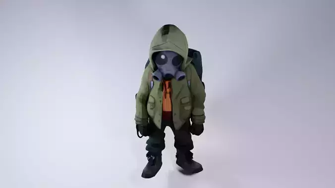 Post-Apocalyptic NPC 3D Model - Gas Mask Survivor