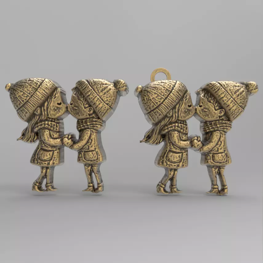 valentines kissing keycain 3D print model