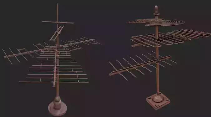 Old rusted tv antenna collection 