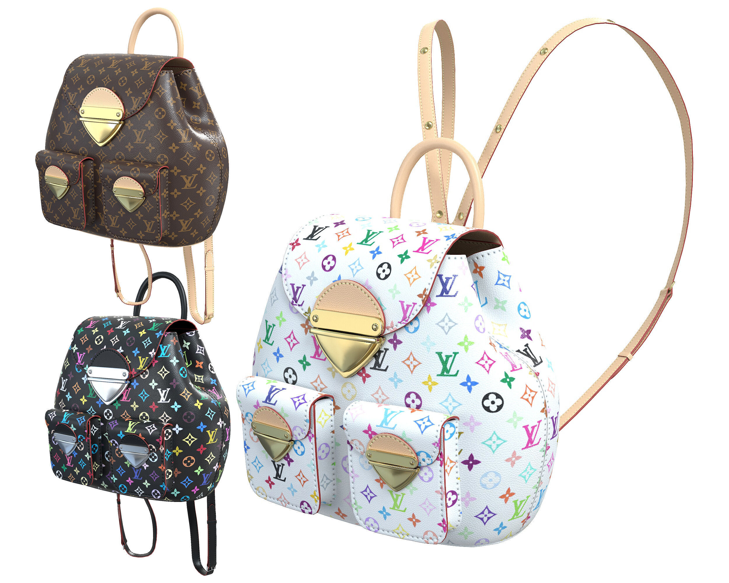 3D model Louis Vuitton x Murakami Venice Backpack VR / AR / low
