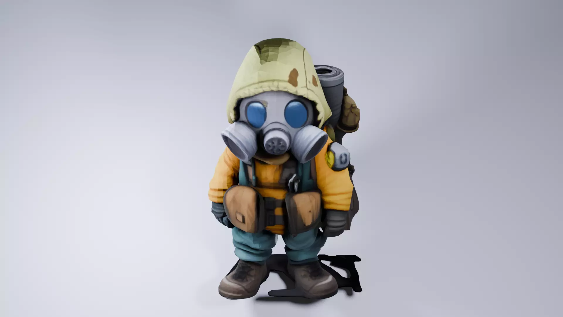 Dystopian NPC Survivor 3D Model - Gas Mask Fighter 3D model