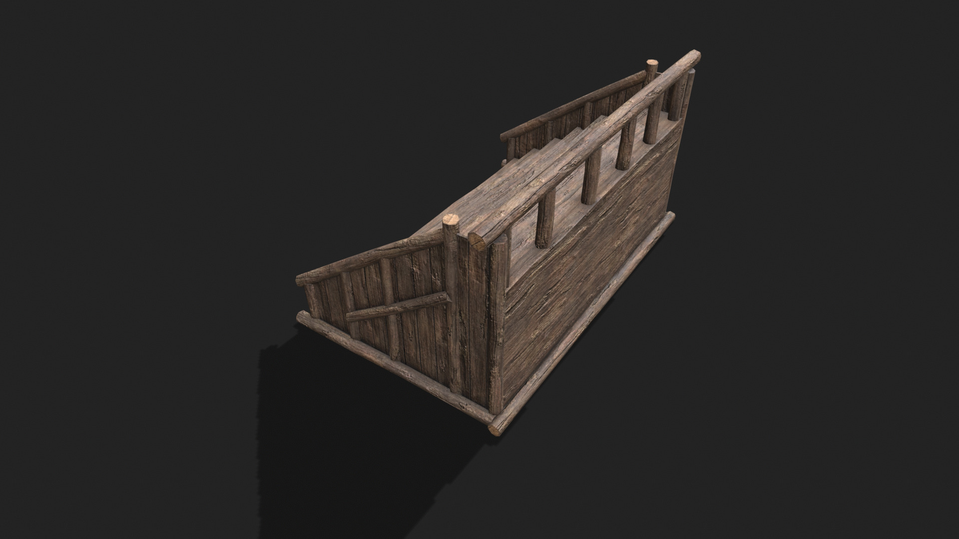 Medieval Wooden Bleacher Tribune 2 Low-poly 3D model_3