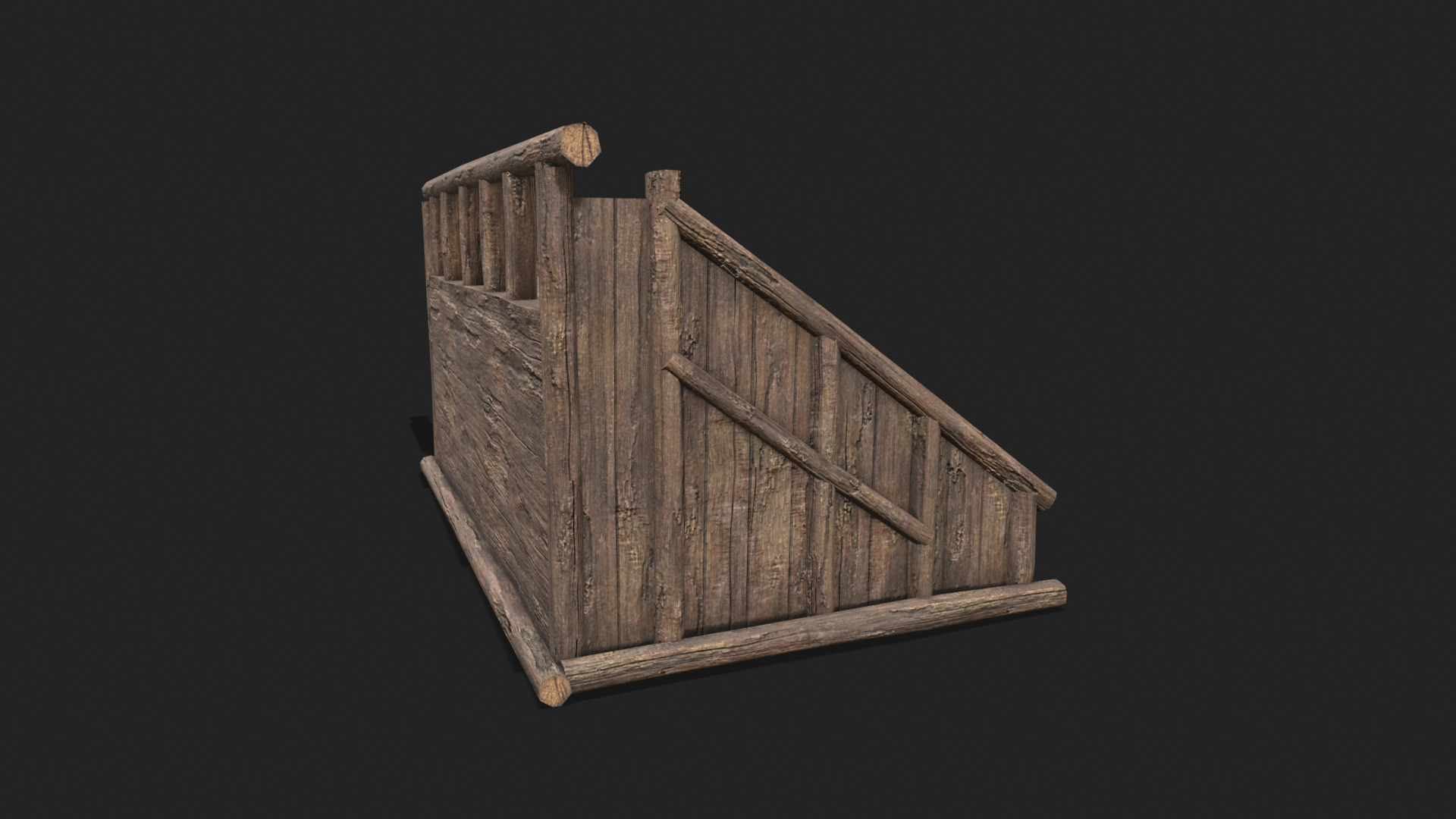Medieval Wooden Bleacher Tribune 2 Low-poly 3D model_2